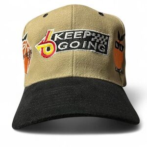 Keep Going Tan and Black Cap Larry June Organic Hat All Over Print Numbers